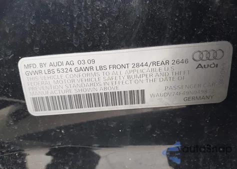 2009 Audi A6 4.2 Prestige z USA, uszkodzony, nr VIN WAUDV74F49N049872